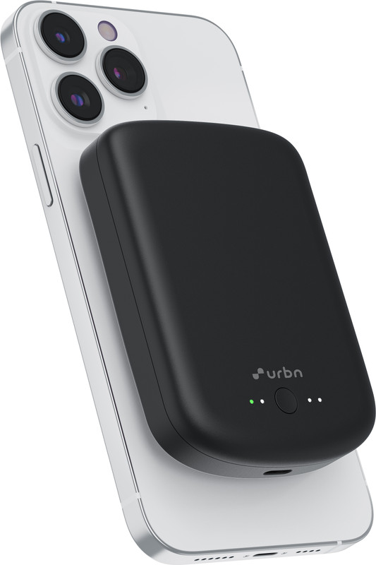 URBN 10000 mAh 15 W Wired & Wireless With MagSafe Pocket Size Power Bank(Black, Lithium Polymer, Fast Charging for Mobile)