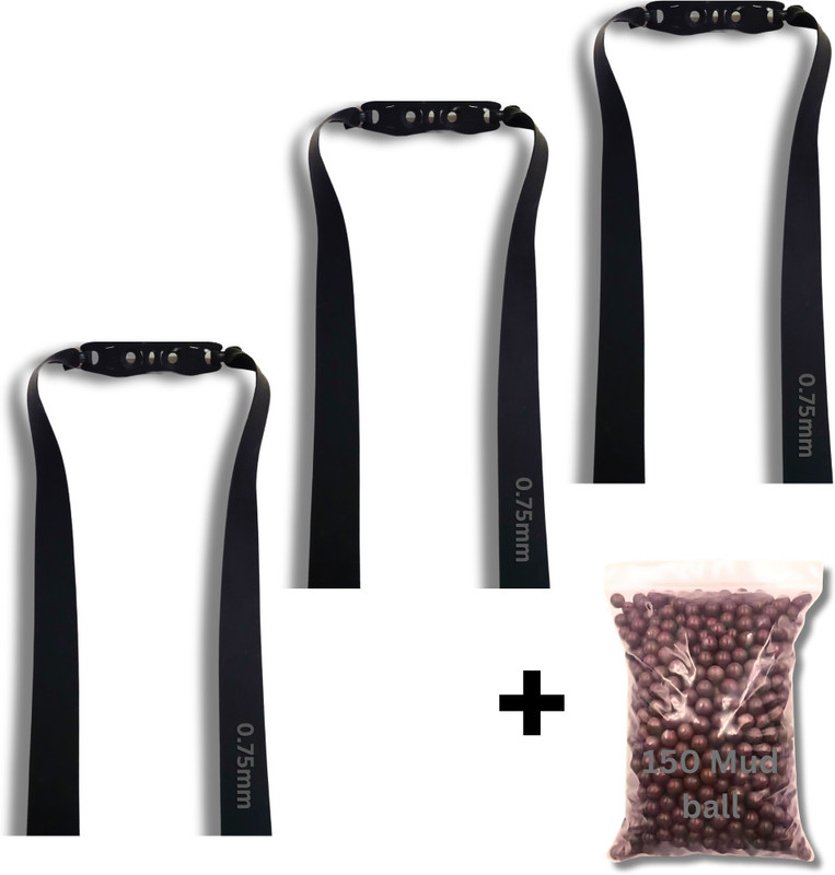 Slingster 3-Pack Short Pull Black Replacement Bands | 17CM | 0.75MM | Flat Latex Slingshot(Black)