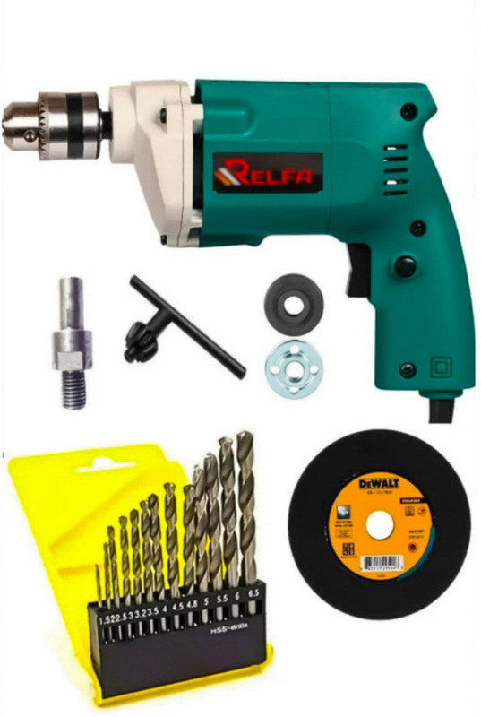Mamodiaz Relfa RF-D-2310 10mm Drill Machine and Iron Cutting & Complete Set With HSS bit Rotary Hammer Drill(10 mm Chuck Size, 300 W)
