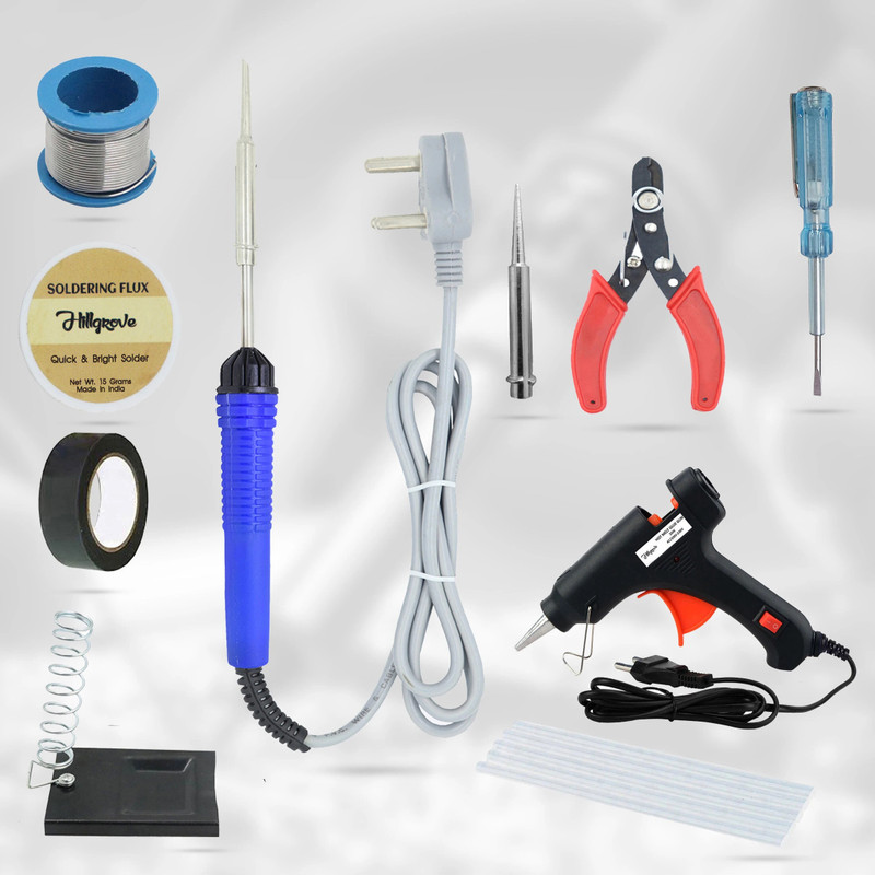 Hillgrove 10 pcs Soldering Iron Machine with 20W Glue gun Kit Set Power & Hand Tool Kit(10 Tools)