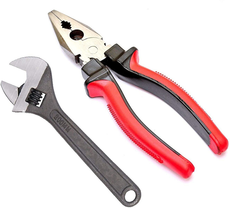 Aaisha Crafts Adjustable Wrench Black Phosphate Finish and Combination Plier (Combo-200mm) Power & Hand Tool Kit(2 Tools)
