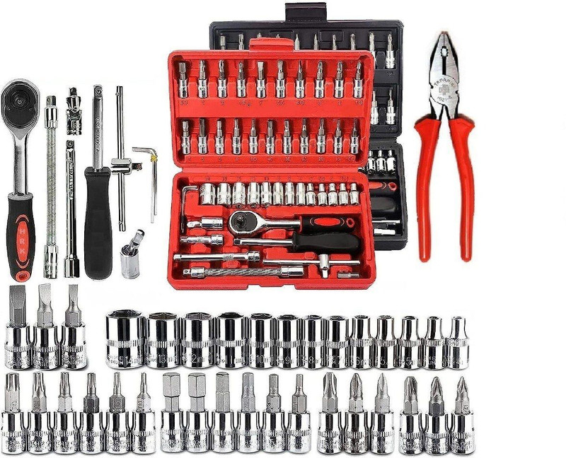 kiyan 46-in-1 Socket Set Multi Purpose Tool Kit w/Wrench & Precision Sockets Hand Tool Kit(46 Tools)