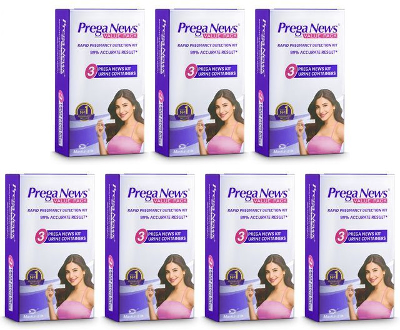 PREGANEWS Value Pack( 2 Gloves + 2 Urine Containers + 2 Pregnancy Test Kits ) x Pack of 7 Pregnancy Test Kit(14 Tests)