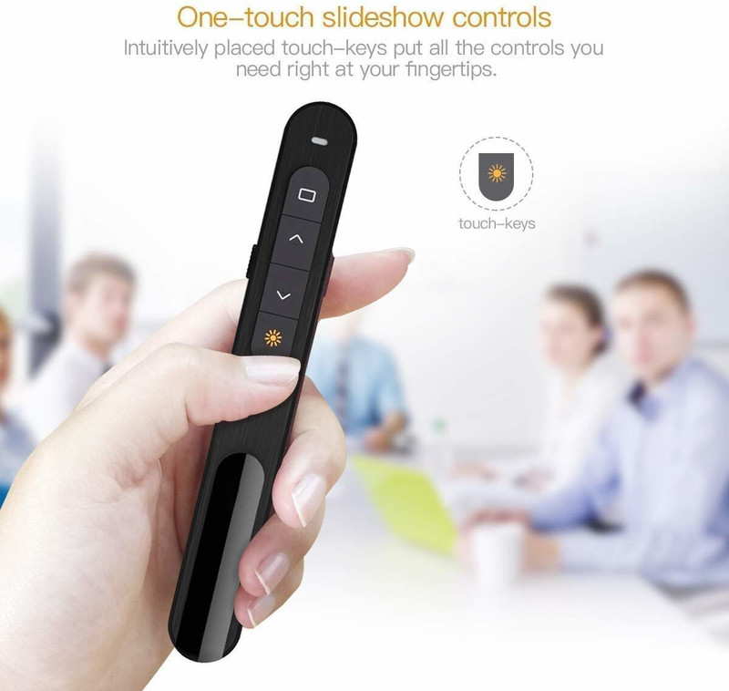 VIBOTON USB Wireless Remote Control Professional Laser Pointer Presenter Slide Changer Controller (Black) For power point presentation Presenter presenter Presenter(Black)