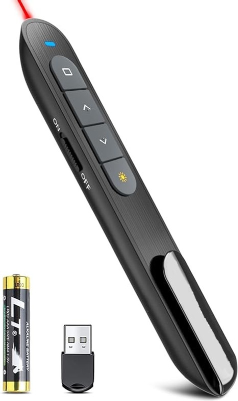 BTS Powerpoint Clicker, 2.4G Hz Wireless Remote Presenter with Hyperlink & Volume PC/Laptop Presenter(Black)