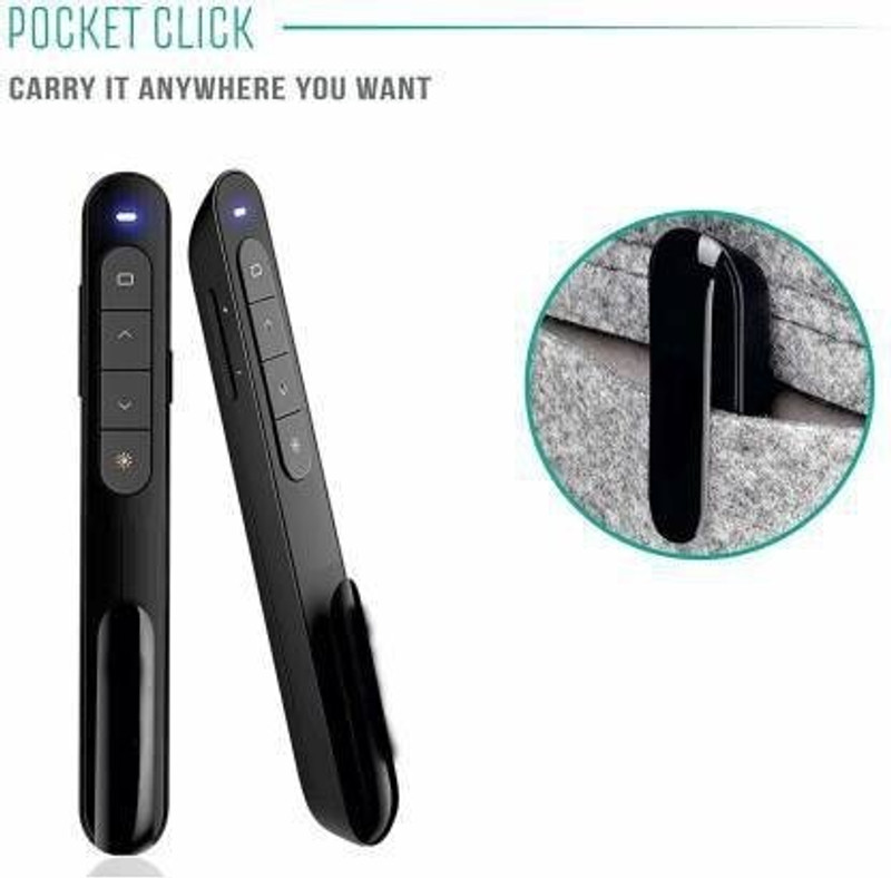 Jihaan Presenter Remote Control Laser Pointer/Pen, with USB Receiver for PC, Laptops PPT Presenter Slide Changer Controller with USB Receiver Battery Indicator for Windows Mac PC Presenter(Black)