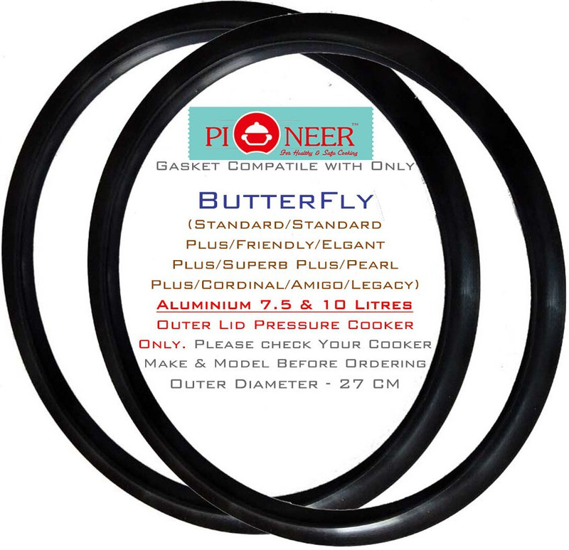 Pioneer ButterFly Aluminium Standard 7.5 & 10 Litres Outer Lid (Pack of 2) 245 mm Pressure Cooker Gasket