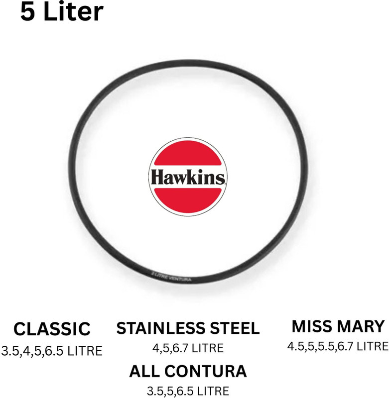 Hawkins Classic 5Litre/Stainless Steel 5Litre/Miss Mary 5Litre/All Contura/TRI-Ply SS/ 160 mm Pressure Cooker Gasket