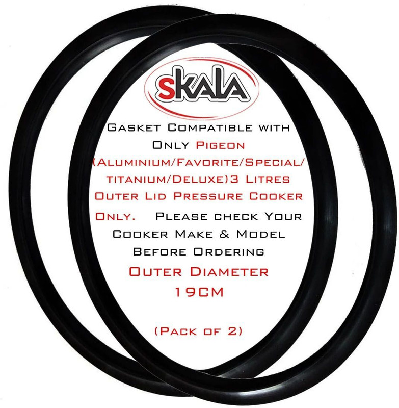 SKALA Gasket Compatible With Pigeon Aluminium 3 litres Deluxe Outer Lid (Pack of 2) 190 mm Pressure Cooker Gasket