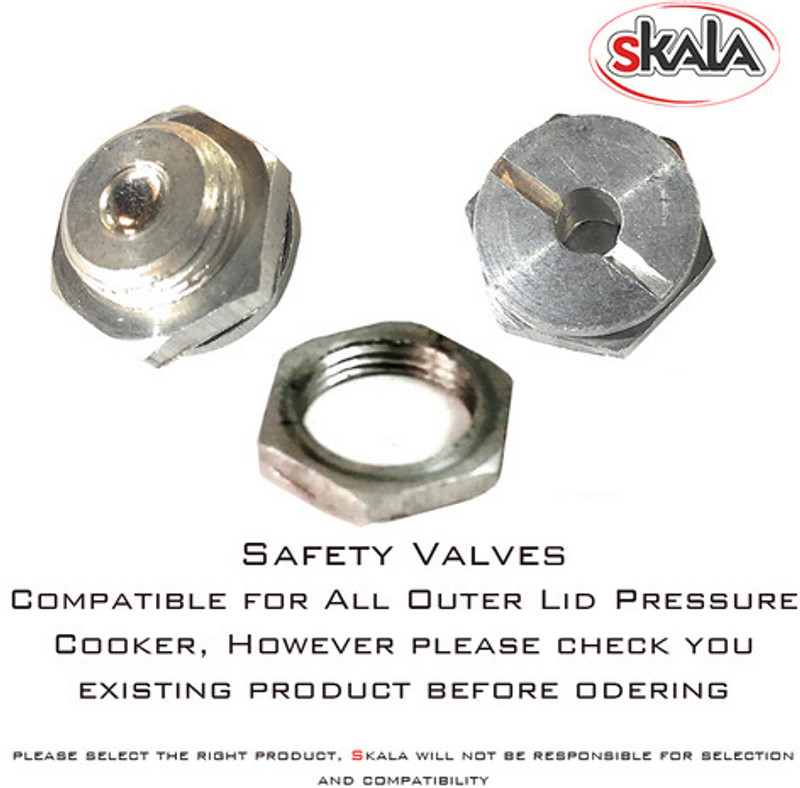 SKALA Aluminium Safety Valves for All Outer Lid Pressure Cooker (Pack of 3) 5 mm Pressure Cooker Gasket