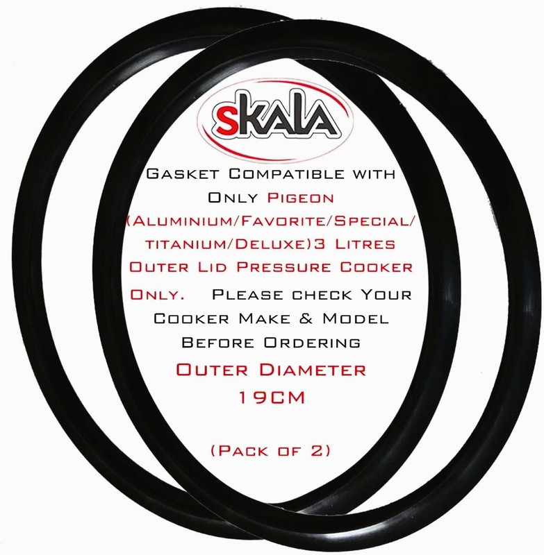 SKALA Gasket Compatible With Pigeon Aluminium 3 litres Deluxe Outer Lid (Pack of 5) 190 mm Pressure Cooker Gasket