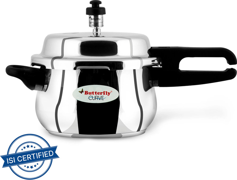 BERGNER Sorrento Triply Bottom Outer Lid 2 L Outer Lid Induction Bottom Pressure Cooker(Triply, Stainless Steel)