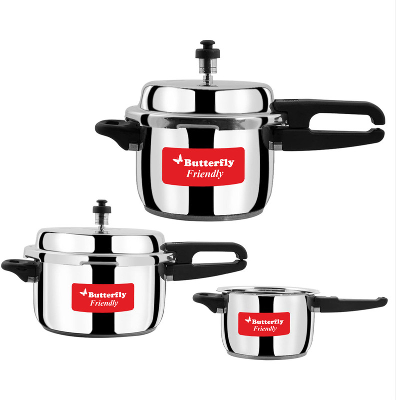 Butterfly stainless steel 2 L, 3 L, 5 L Outer Lid Induction Bottom Pressure Cooker(Stainless Steel)