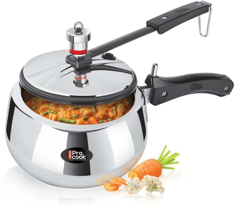 MILTON Pro Cook Triply SS Pressure Cooker 3L, ISI ,Induction & Gas Friendly Silver 3 L Inner Lid Induction Bottom Pressure Cooker(Stainless Steel)