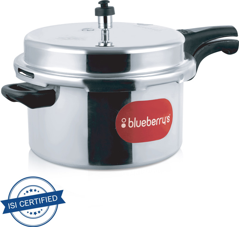 BlueBerry's 7.5 Liter Aluminum Outer Lid Pressure Cooker ISI Certified, Gas Stove Compatible [Silver] 7.5 L Outer Lid Induction Bottom Pressure Cooker(Aluminium)