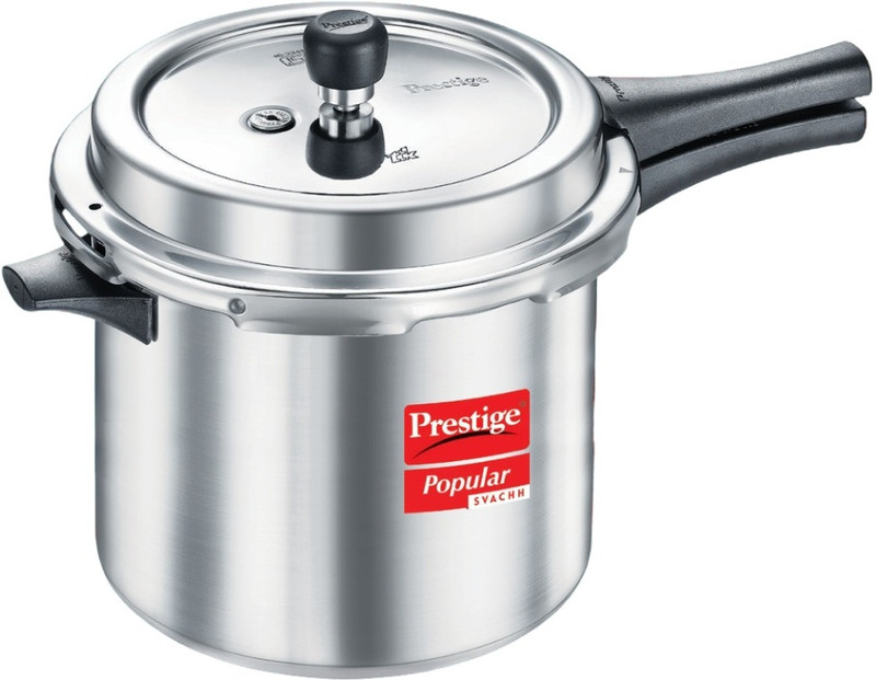 Prestige Popular Svachh| Controls Spillage|Metallic Safety Plug|5 Years Warranty 10 L Outer Lid Pressure Cooker(Aluminium)