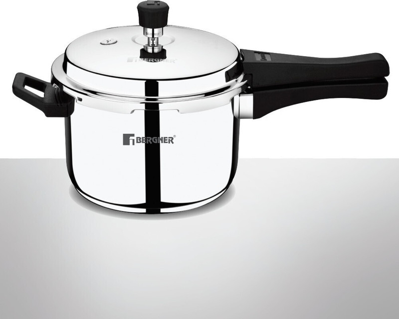 BERGNER Sorrento Stainless Steel Set Outer Lid 2 L + 3 L Cooker with Common Lid and 5 L Outer Lid Induction Bottom Pressure Cooker(Stainless Steel)