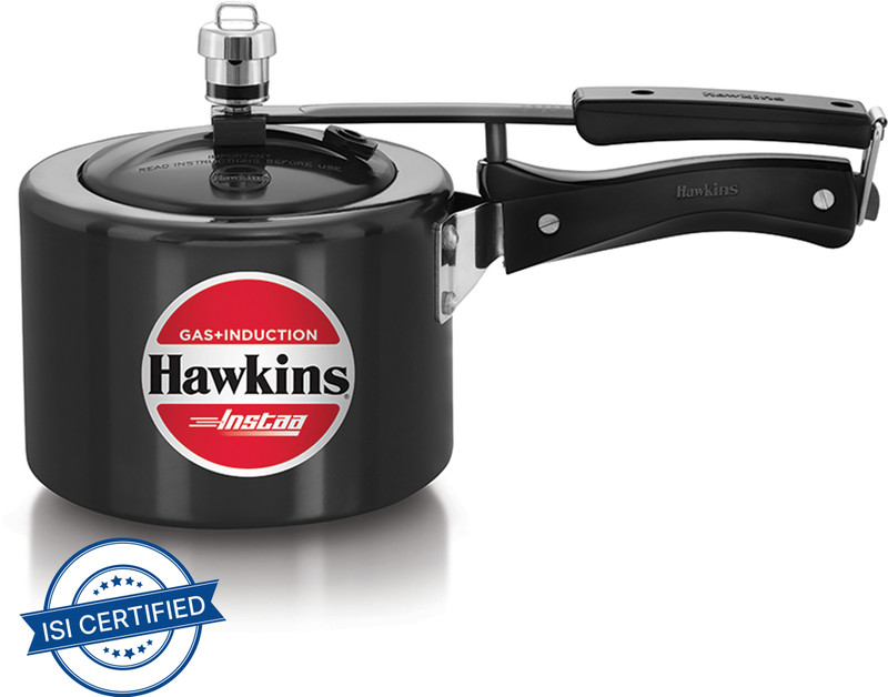 Hawkins Instaa Tall Body Cooker, Black (IIH15) 1.5 L Inner Lid Induction Bottom Pressure Cooker(Hard Anodized)