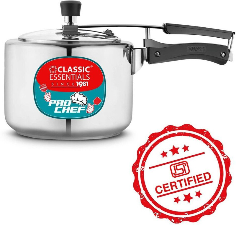 Classic Essentials Prochef ISI Certified Inner Lid 3 L Inner Lid Induction Bottom Pressure Cooker(Stainless Steel)
