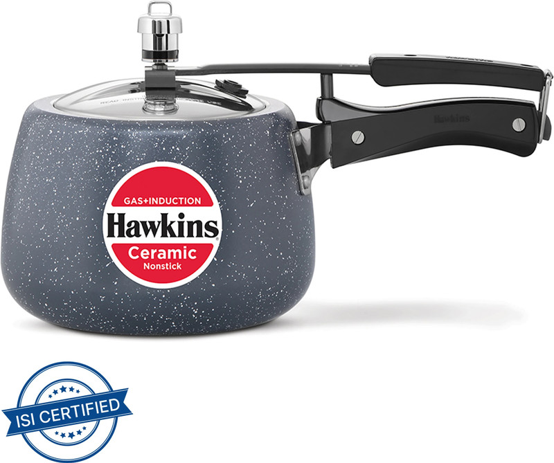 Hawkins Ceramic Nonstick, Granite Contura shaped (ICC30) 3 L Inner Lid Induction Bottom Pressure Cooker(Aluminium)