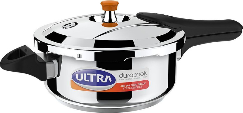ULTRA Ultra Duracook Pressure Cooker 2L | AISI 304 Food Grade 2 L Outer Lid Induction Bottom Pressure Cooker(Stainless Steel)