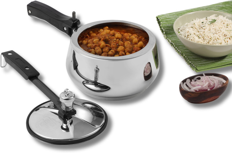 VINOD 18/8 Stainless Steel Sandwich Bottom Handi Shape Inner Lid Europa 2 L Inner Lid Induction Bottom Pressure Cooker(Stainless Steel)