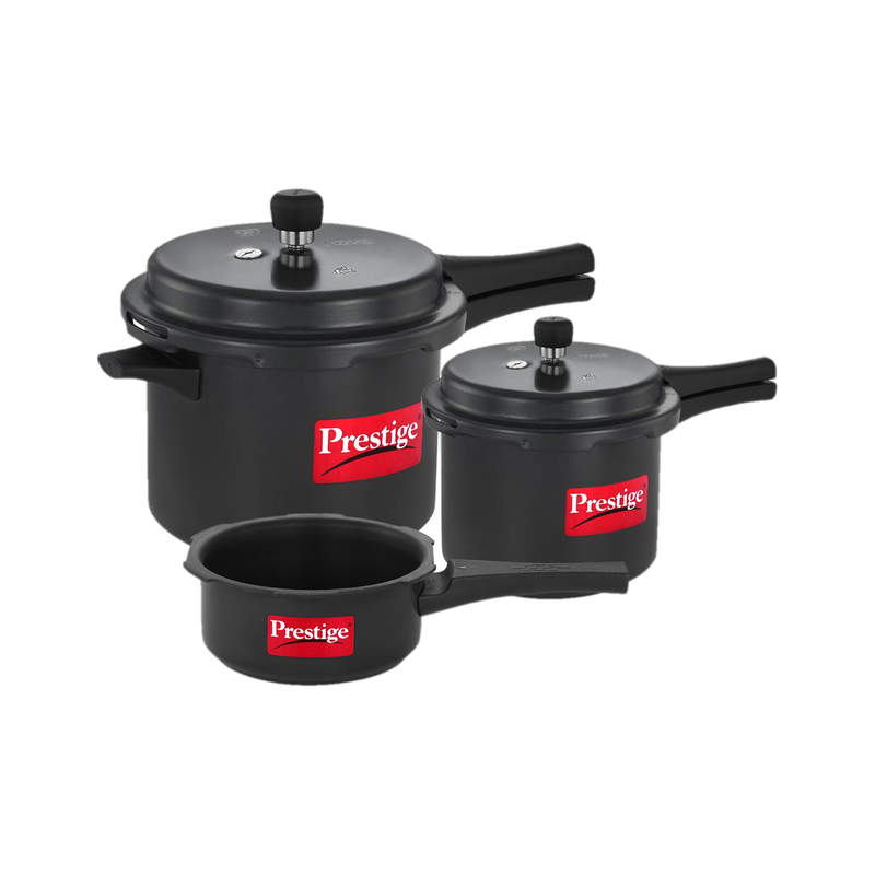 Prestige HA Popular + 5 L, 3 L, 2 L Outer Lid Induction Bottom Pressure Cooker & Pressure Pan(Hard Anodized)