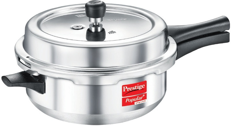 Prestige Popular Plus Svachh| Controls Spillage|Metallic Safety Plug|5 Years Warranty 12 L Outer Lid Induction Bottom Pressure Cooker(Aluminium)