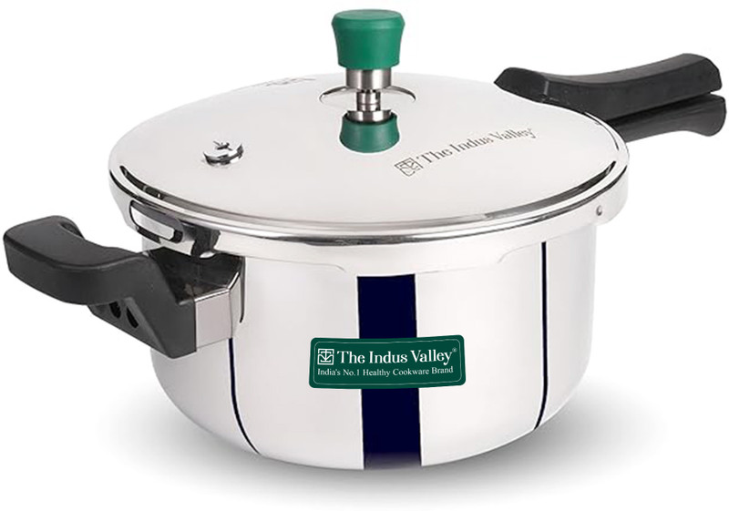 The Indus Valley Triply Stainless Steel Outer Lid Pressure Pan | ISI Certified, 3-Layer Body 3.5 L Outer Lid Induction Bottom Pressure Pan(Triply)
