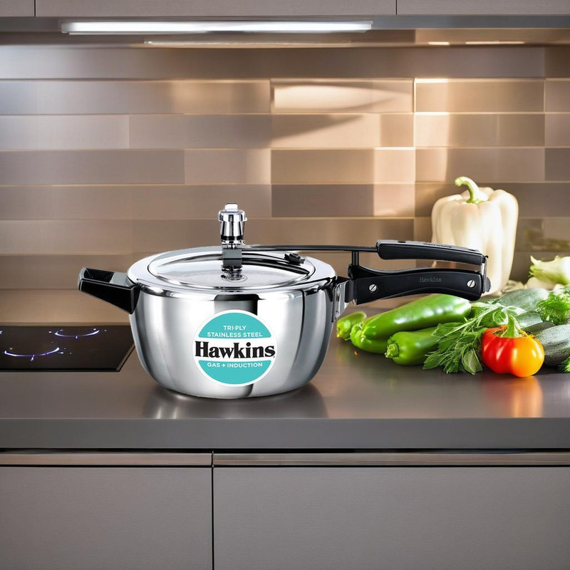 Hawkins Tri-Ply Stainless Steel (HSST35) 3.5 L Inner Lid Induction Bottom Pressure Cooker(Triply)