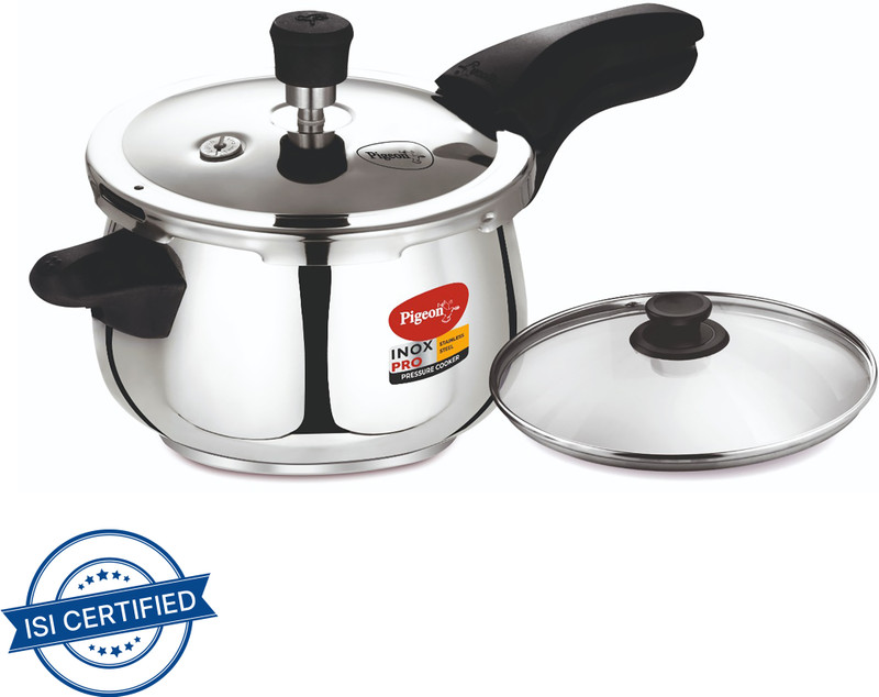 Pigeon Inox Pro and 3 L Inner Lid Induction Bottom Pressure Cooker(Stainless Steel)