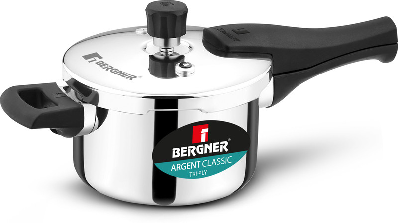 BERGNER Argent Classic Pressure Pan 5.0L Triply 5 L Outer Lid Induction Bottom Pressure Pan(Triply)