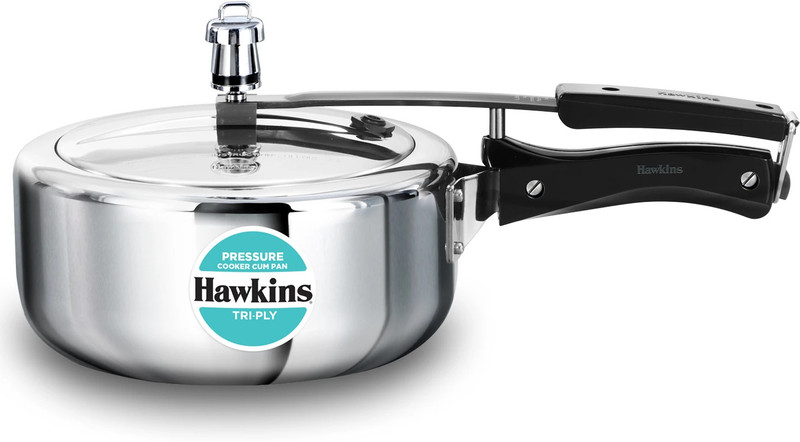Hawkins 3 Litre Tri-Ply Pressure Cooker cum Pan, Silver (SSTPP3) 3 L Inner Lid Induction Bottom Pressure Cooker(Triply)