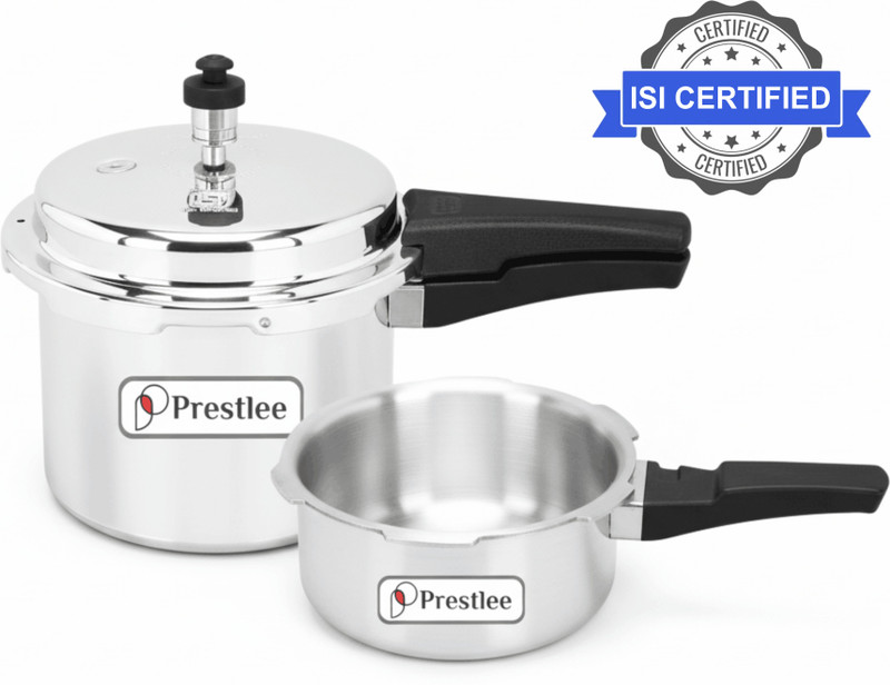 Prestlee DELUXE 2, 3 Liter Alumiium Outerlid Pressure Cooker Combo 2 L, 3 L Outer Lid Pressure Cooker(Aluminium)