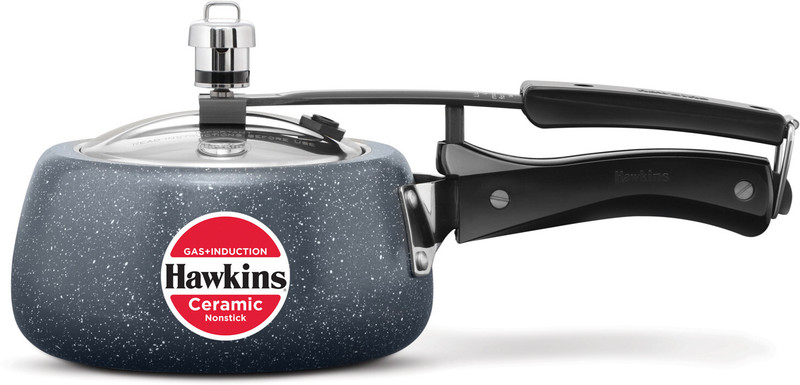 Hawkins Ceremic Non-Stick Granite Contura shaped Cooker, Induction,Inner Lid Cooker 1.5 L Inner Lid Pressure Cooker(Aluminium)