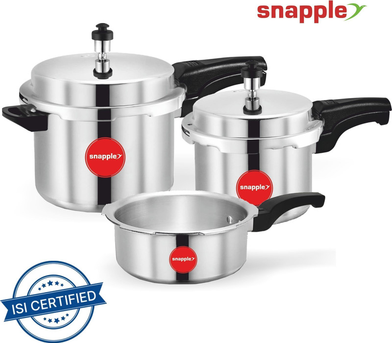 Snapple 2 Liter, 3 Liter, 5 Liter Pressure Cooker Combo Set 5 L, 3 L, 2 L Outer Lid Pressure Cooker(Aluminium)