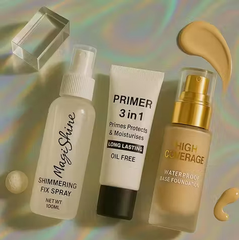 huda.bb 3in1 Face Makeup Combo | Primer, high coverage Foundation & Setting Spray  Primer  - 180 ml(transparent)