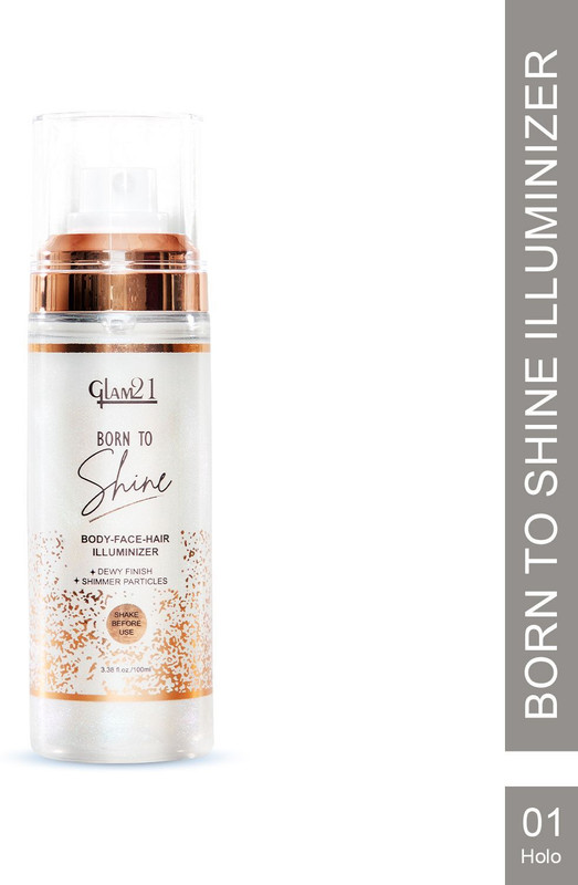 Glam21 Born To Shine Body Face Hair Illuminizer with Dewy Finish Shimmer Particles Primer - 100 ml(Holo)