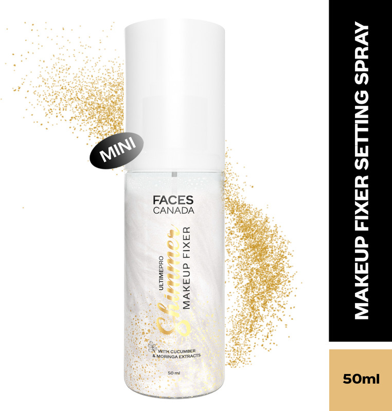 FACES CANADA Ultime Pro Shimmer Makeup Fixer Setting Spray Mini | Long Lasting Primer  - 50 ml(Shimmer)