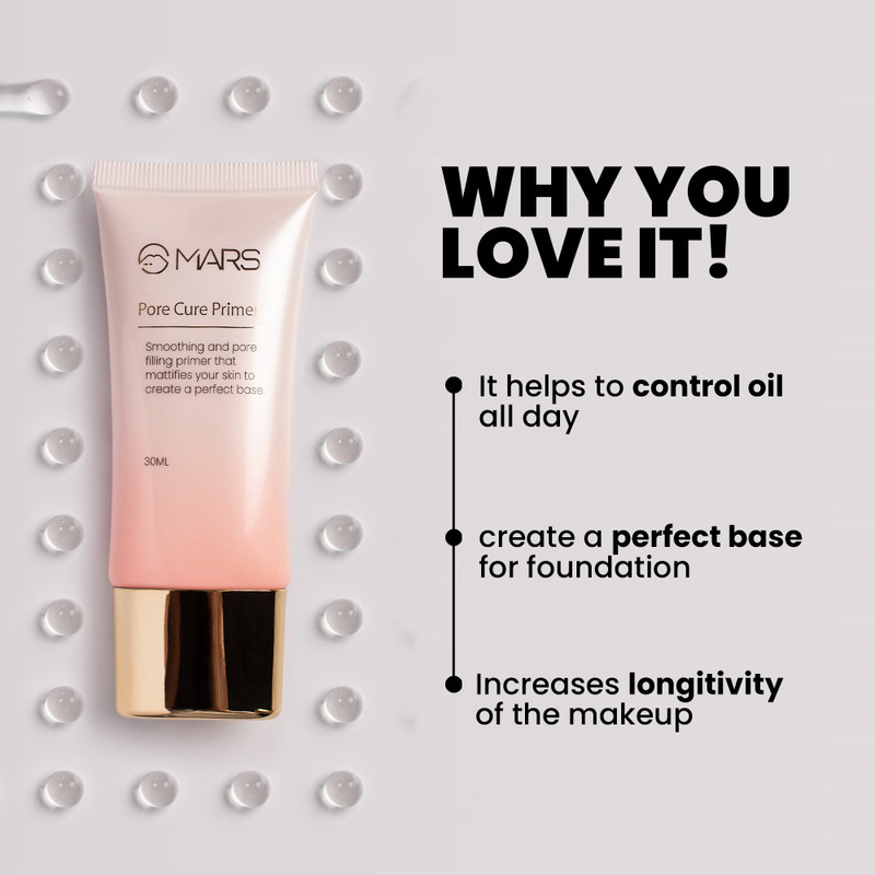 MARS Pore Cure Long Lasting Makeup Primer - 30 ml(Transparent)