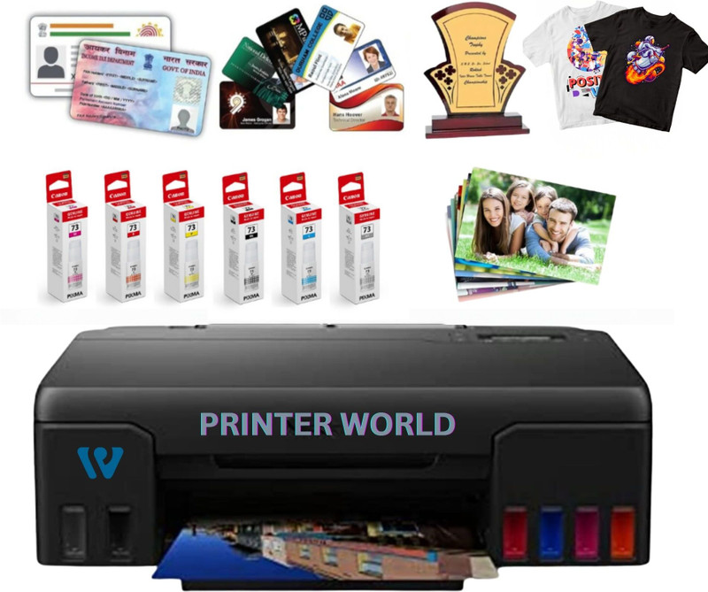 Printer world G500 series PVC card multipurpose Multi-function WiFi Color Inkjet Printer(Ink Bottle, 6 Ink Bottles Included)