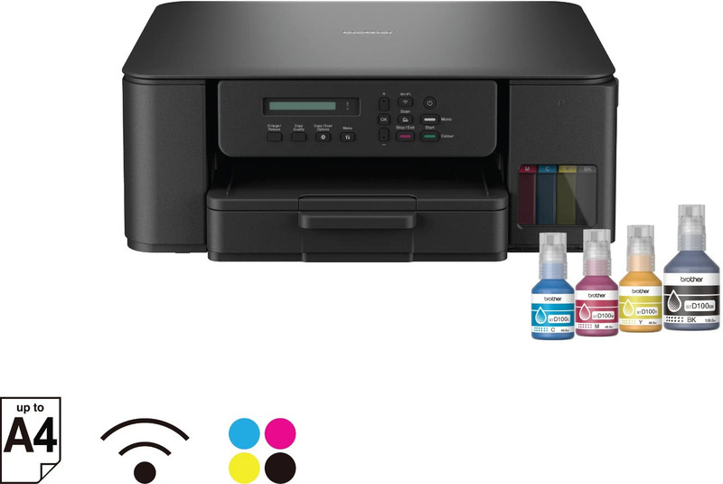 brother DCP-T530DW Experience Seamless Printing with Auto Duplex and WiFi Support Multi-function WiFi Color Ink Tank Printer(4 Ink Bottles Included)