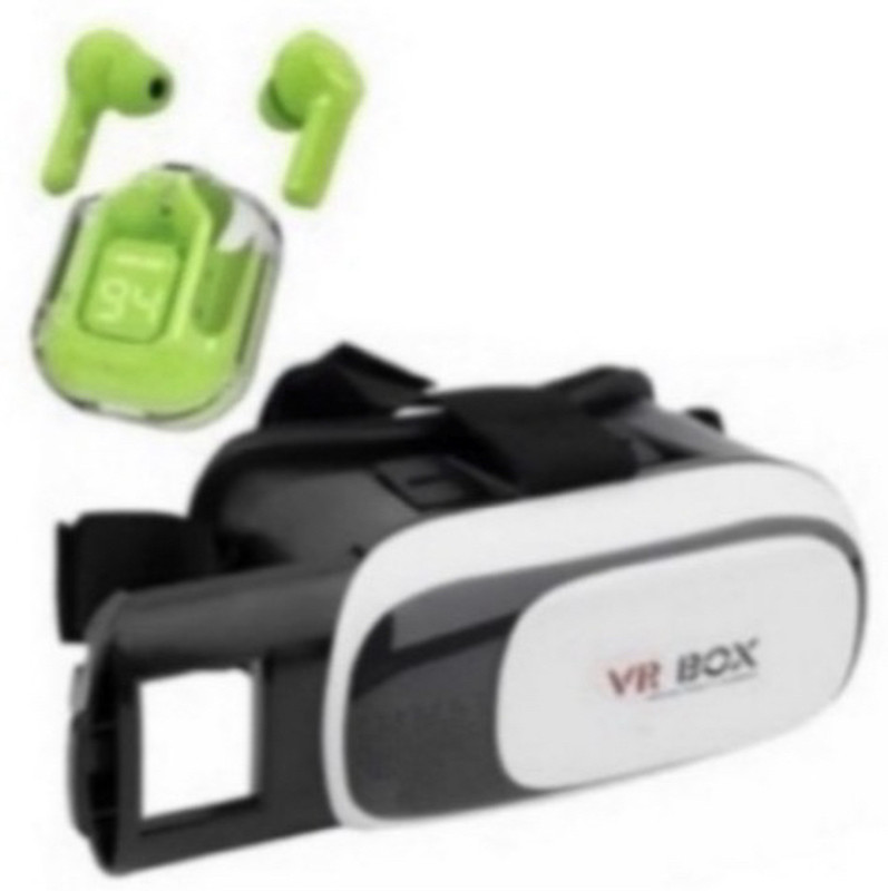 ImmersiOne VR Box Headset + Ultrapods Max Bluetooth Earbuds for Smart Fun 5.2 GHz AM3 1 Core Processor Designed for Mobile(Black)