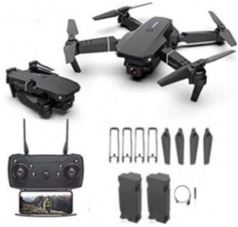 DroneVibe E88 Pro Streaming Flyer with Altitude Lock & HD Wide Camera Lens 2.4 GHz AM4 4 Core Processor Designed for Workstation(Black)