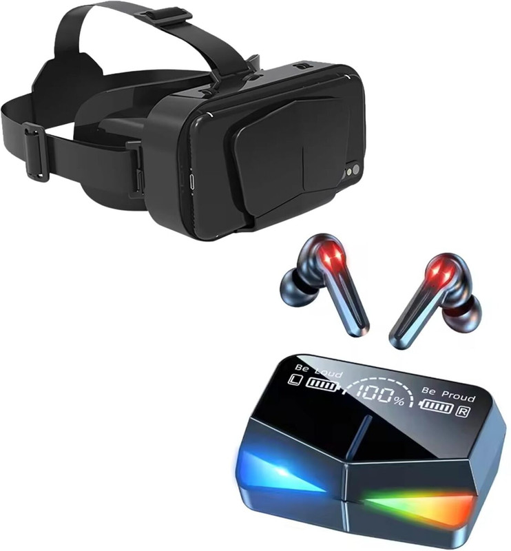DRUMSTONE TWS Wireless Earbuds with Bluetooth & VR Glasses Video Glasses(Black)