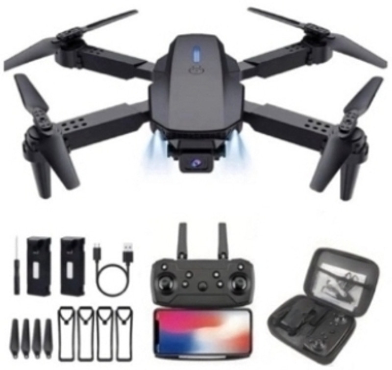 Hoveric E88 Pro Foldable Drone with 4K Ultra Vision, Altitude Lock & LED Navigation 2.4 GHz AM4 4 Core Processor Designed for Workstation(Black)