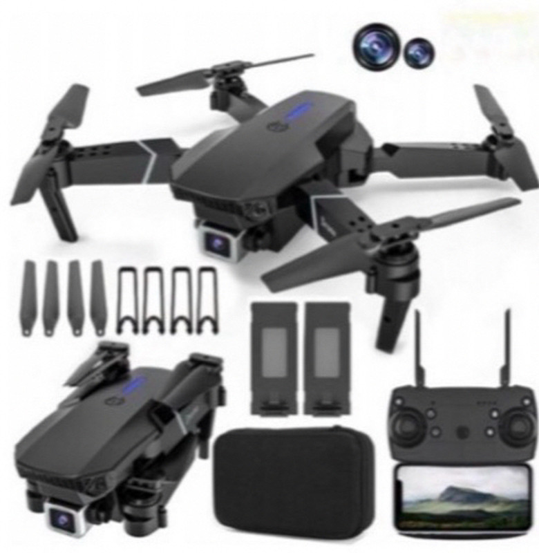 DroneVibe E88 Pro Foldable WiFi Aerial Toy with Real View Camera & Easy Landing 2.4 GHz AM4 4 Core Processor Designed for Workstation(Black)
