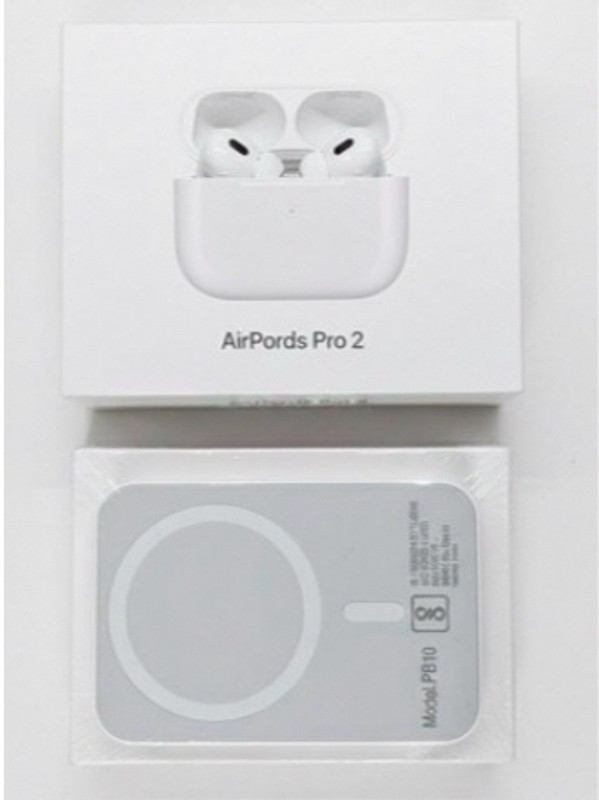 Maglink AirPods 2 Pro & MagSafe Powerbank Combo | Wireless Audio with Secure Snap Charge 5.3 GHz AM2 2 Core Processor Designed for Mobile(White)
