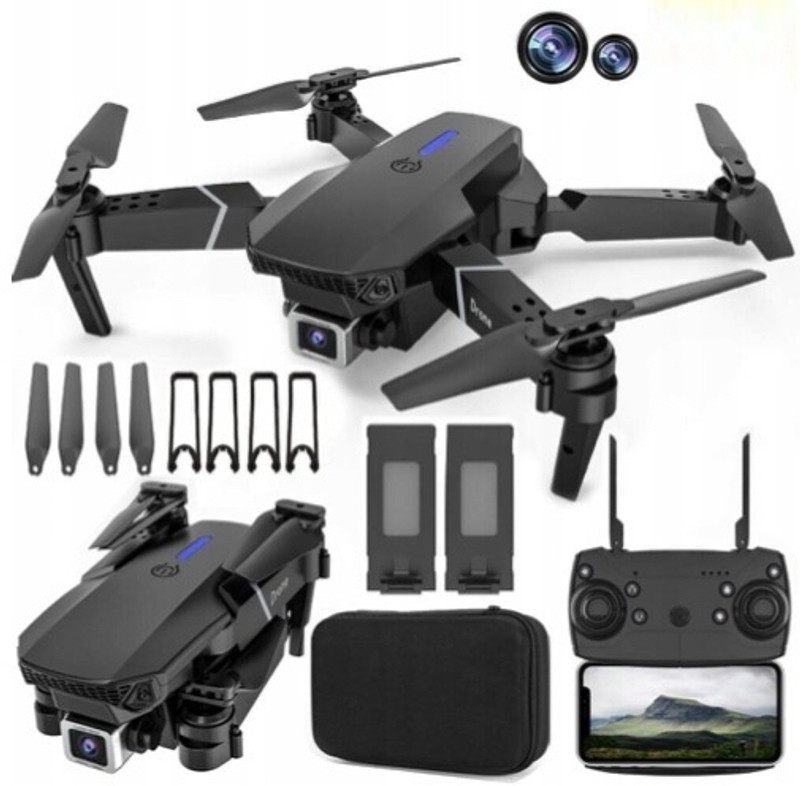 VELTRA E88 Pro HD Drone with LED Lights, Hover Stability & One Key Landing 2.4 GHz AM4 4 Core Processor Designed for Workstation(Black)