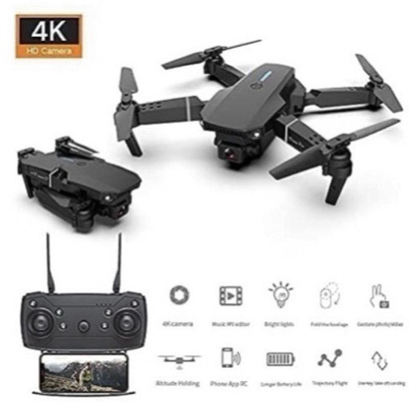 VISIONFLY E88 Pro 4K HD Drone Dual Camera, FPV Live View, Altitude Hold & Smart Controls 2.4 GHz AM4 4 Core Processor Designed for Workstation(Black)
